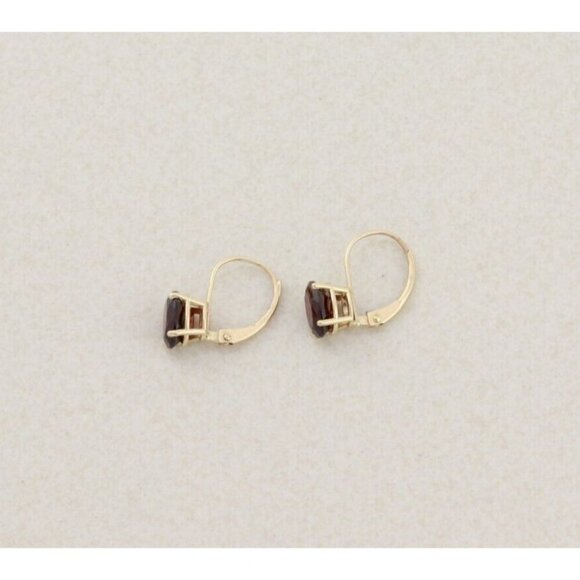 10k Yellow Gold Natural Garnet Earrings Dangle Drop - Picture 7 of 8